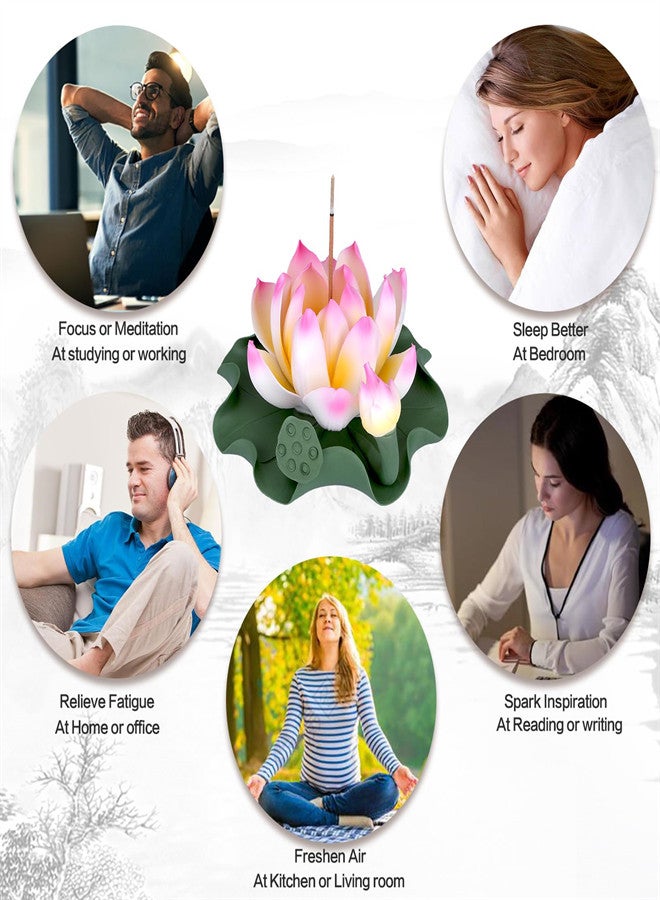 Lotus Ceramic Incense Burner, Classical Incense Sticks Holder, Artificial Lotus Incense Stick Burner for Yoga Meditation and Home Decor