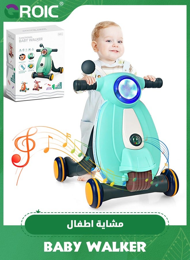 Sit-to-Stand Learning Walker for kids, 2-in-1 Baby Walker, Baby Push Along Walker with Light, Music and Ball, Toddler Walker Educational Toy