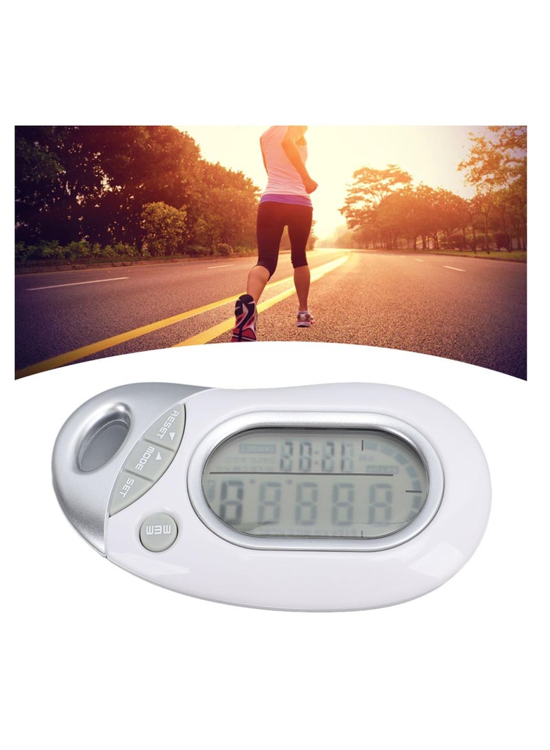 3D Pedometer for Walking, Electronic 3D Sensor High Accuracy White Simple Step Counter, 3D Pedometer for Walking Step Tracker, Accurately Track Steps for Men Women Kids Adults Seniors