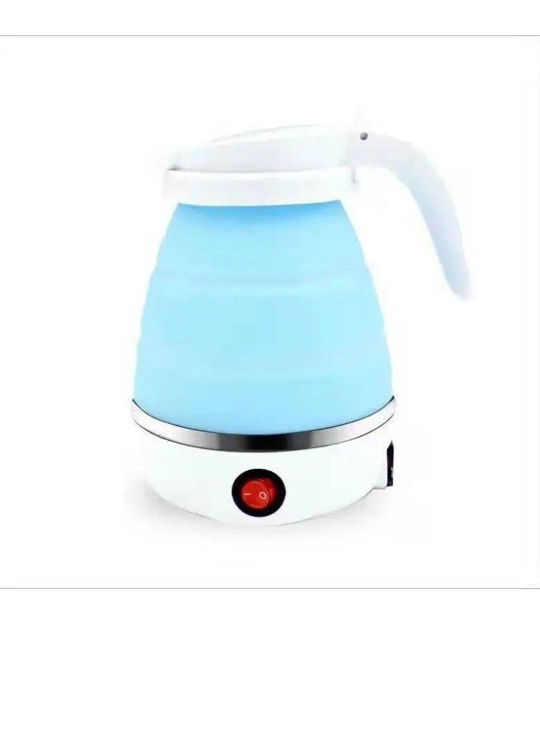 Foldable Kettle, Mini Portable Electric Kettle, Leak Proof Stainless Steel Quick Boiling Kettle, Silicone Collapsible Heating Water Boiler Tea Pot For Home Camping Outdoor Travel, (Blue)