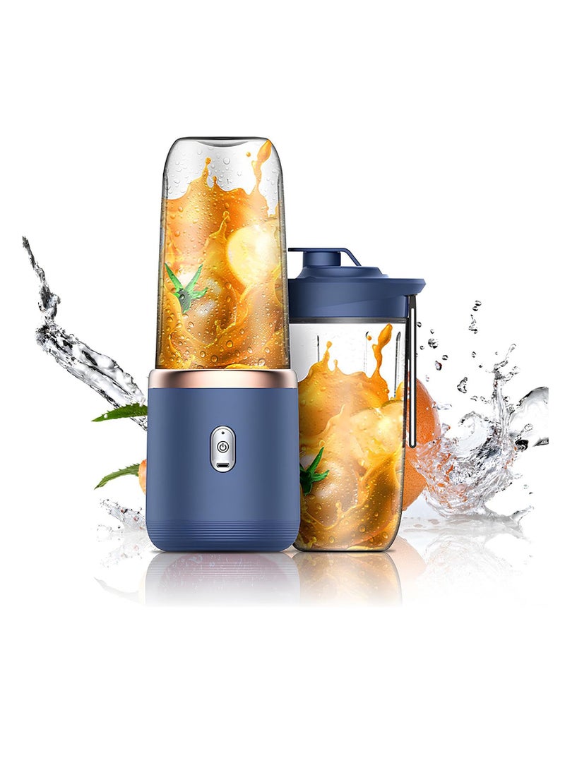 Portable Juice Blender Cup Fruit Blender Handheld Fruit Cup Personal Size Blender Juicer Cup with Six Blades, 400ml Blender Mixer for Travel Home