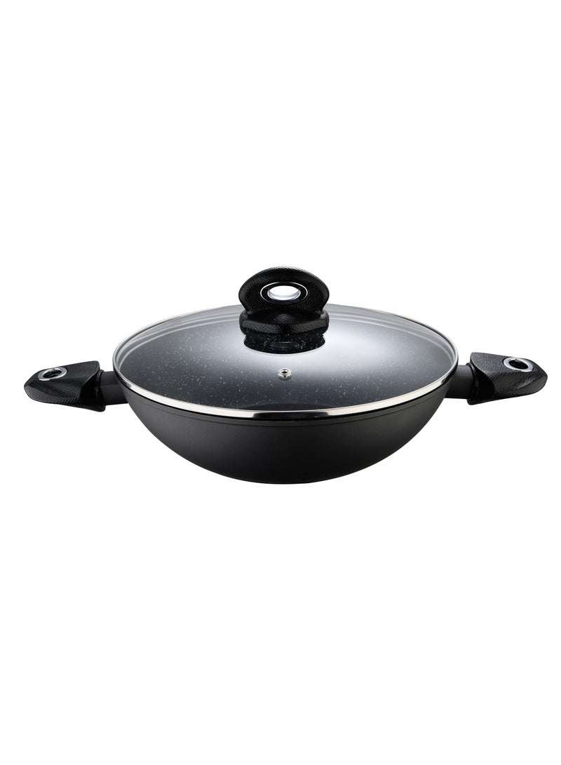 BERGNER ORION FORGED ALUMINUM INDUCTION BOTTOM KADAI + LID 28X7.8 CM WITH HEAT DOT TECHNOLOGY GREY COLOR