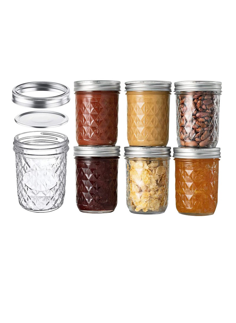 Ma son Jars, Canning Jars Jelly Jars With Lids, Ideal for Jam, Honey, Wedding Favors, Shower Favors, for Canning, Preserving, Meal Prep 16, Diamond, 6, Ma son Jars