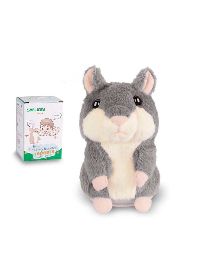 Talking Hamster ,Repeats Everything You Say, Toys for Kids Toddlers Funny Toy for 2 3 4 5 6 7 Year Old Baby, Child ,Clear Voice Interactive Plush Animal Toys Gray