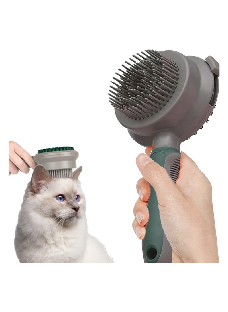 Self Cleaning Cat Brush Shedding, Retractable 2 in 1 Double-Sided Silicone Cleaning Pet Brush, One Click Self Ceaning Hair Removal Massage Beauty Products with Clean Button for Pets