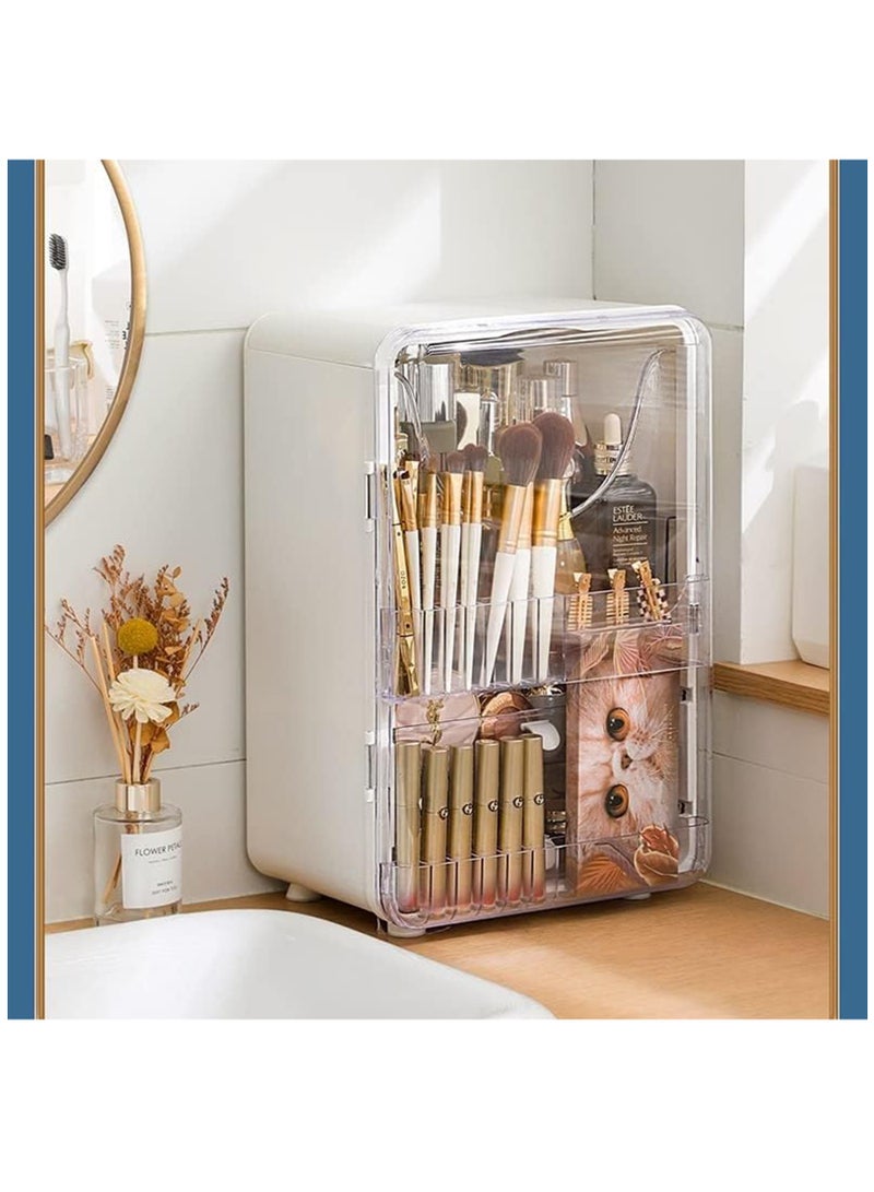 Makeup Storage Organizer,Cosmetics Display Case with Brush,Lipstick Organizer and Transparent Cover,SkinCare Organizers for Bathroom Countertop,Bedroom Vanity Desk and Travel