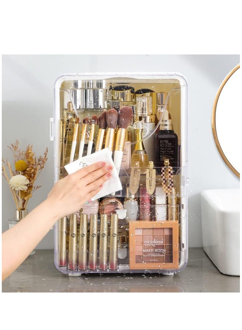 Makeup Storage Organizer,Cosmetics Display Case with Brush,Lipstick Organizer and Transparent Cover,SkinCare Organizers for Bathroom Countertop,Bedroom Vanity Desk and Travel