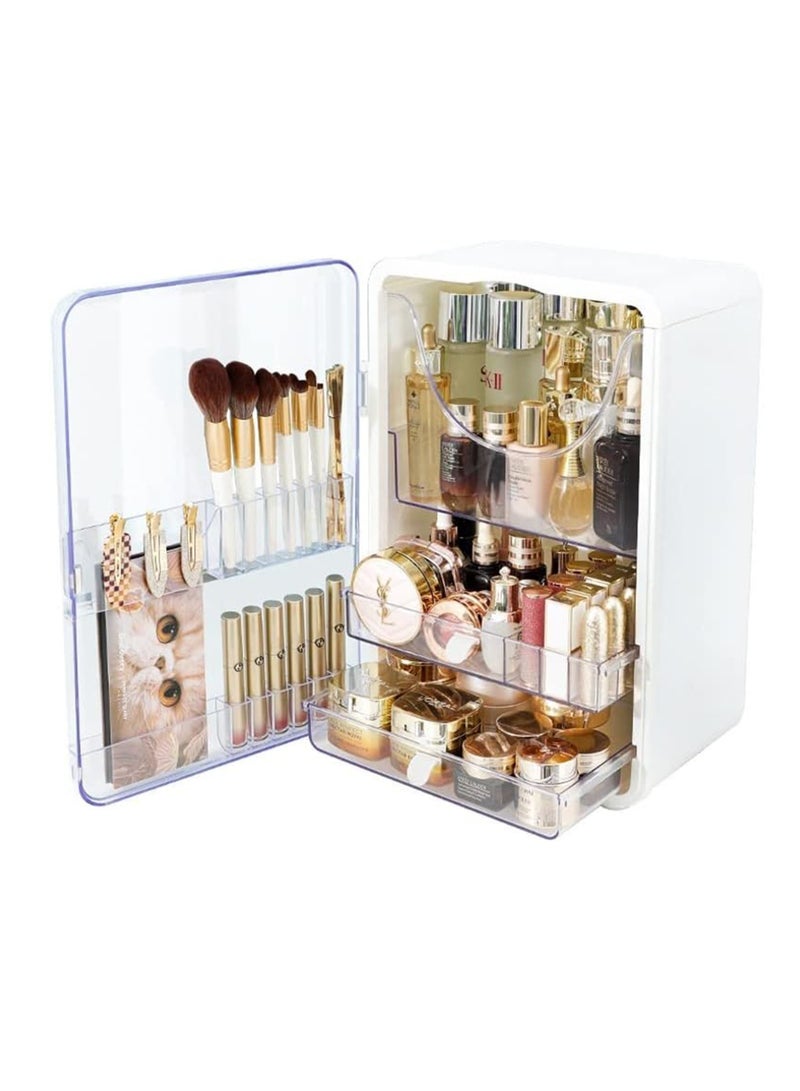 Makeup Storage Organizer,Cosmetics Display Case with Brush,Lipstick Organizer and Transparent Cover,SkinCare Organizers for Bathroom Countertop,Bedroom Vanity Desk and Travel