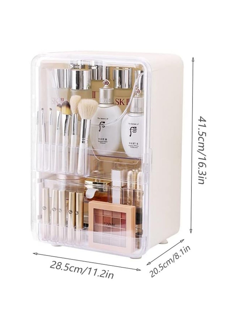 Makeup Storage Organizer,Cosmetics Display Case with Brush,Lipstick Organizer and Transparent Cover,SkinCare Organizers for Bathroom Countertop,Bedroom Vanity Desk and Travel