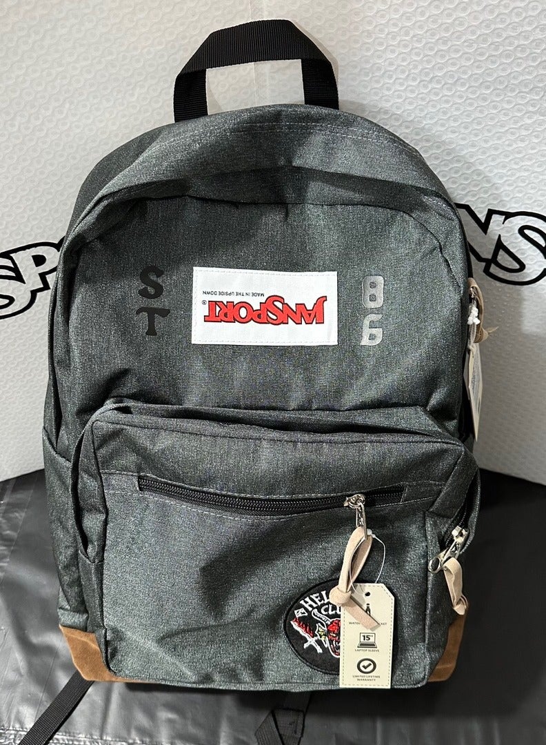 【School season】Stranger Things co-branded classic color school bag with leather Stranger Things same style computer compartment students must-have back to school travel bag laptop bag