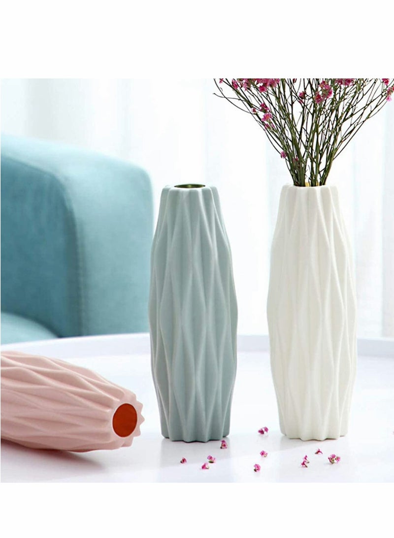 Flower Vases, Decorative Modern Floral Vase, For Home Decor, Living Room Centerpieces and EvVents, Dry Flower Vase Plant Pot for Home Office Decoration Green (White)