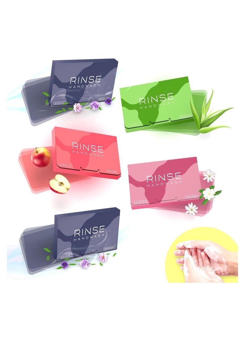 Paper Soap Sheets For Traveling Premium Soap Paper, Jasmine, Apple, Aloe Vera and Fresh Breeze Portable Soap Sheets, Mini Travel Items, Travel Soap SheetsSoap Flakes 5 Boxes 500 Sheets