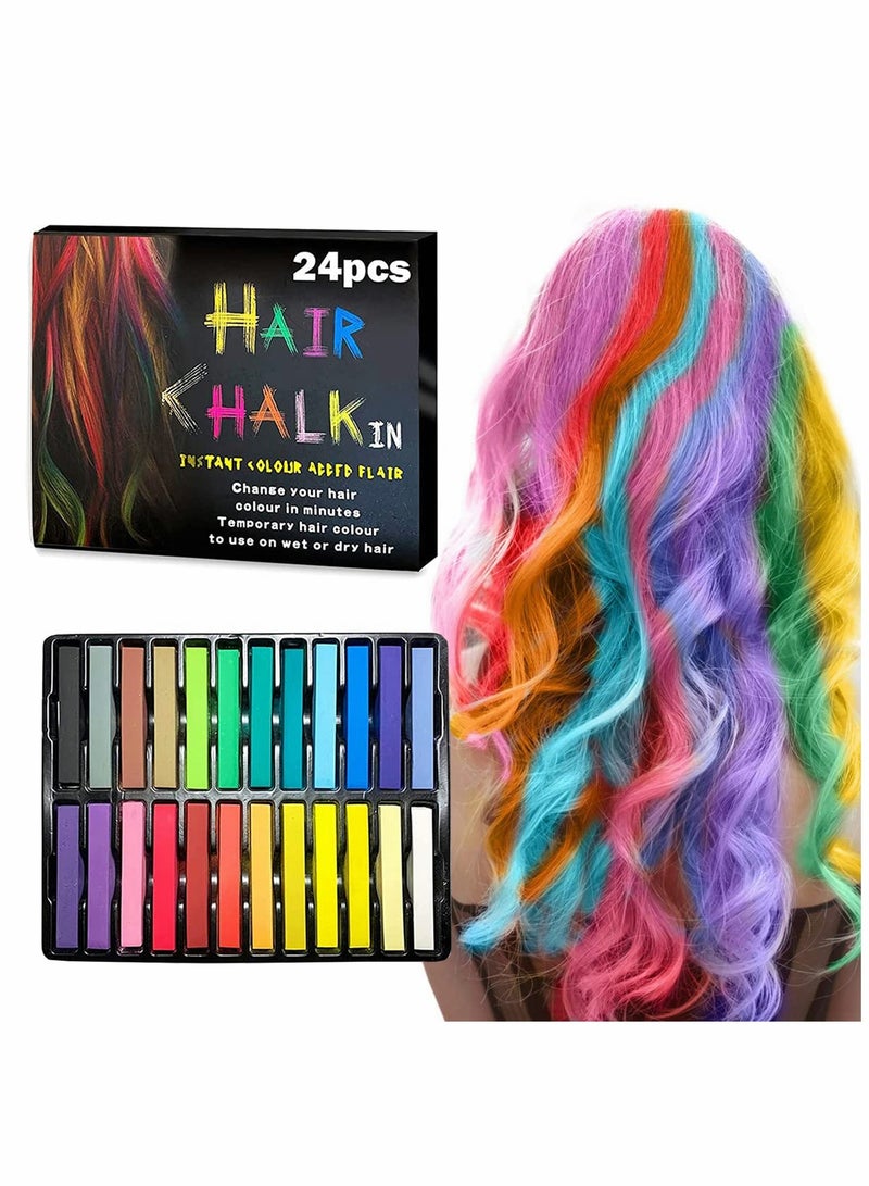 24 Pcs Temporary Hair Chalk Washable Hair Color Safe for Kids And Teen for Cosplay Party Gift Kids Toy Birthday Gifts
