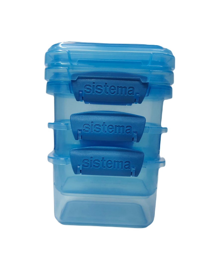 Sistema 400ml Rectangular Lunch Box Pack (3-Pack)  Blue, Lunch on-the-Go ,BPA-Free.