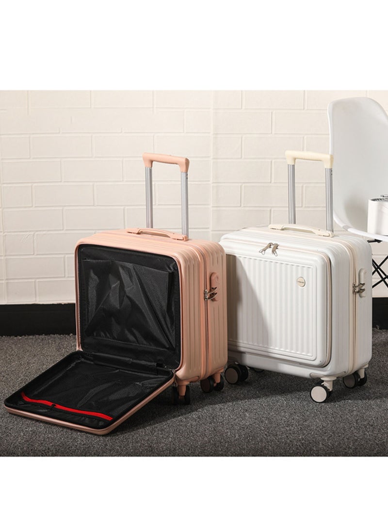 Carry On Luggage, 20'' Suitcases with Spinner Wheels, Rolling Travel Suitcase with Front Laptop Pocket Luggage Aluminum Frame PC Hardside with TSA Lock and Cover