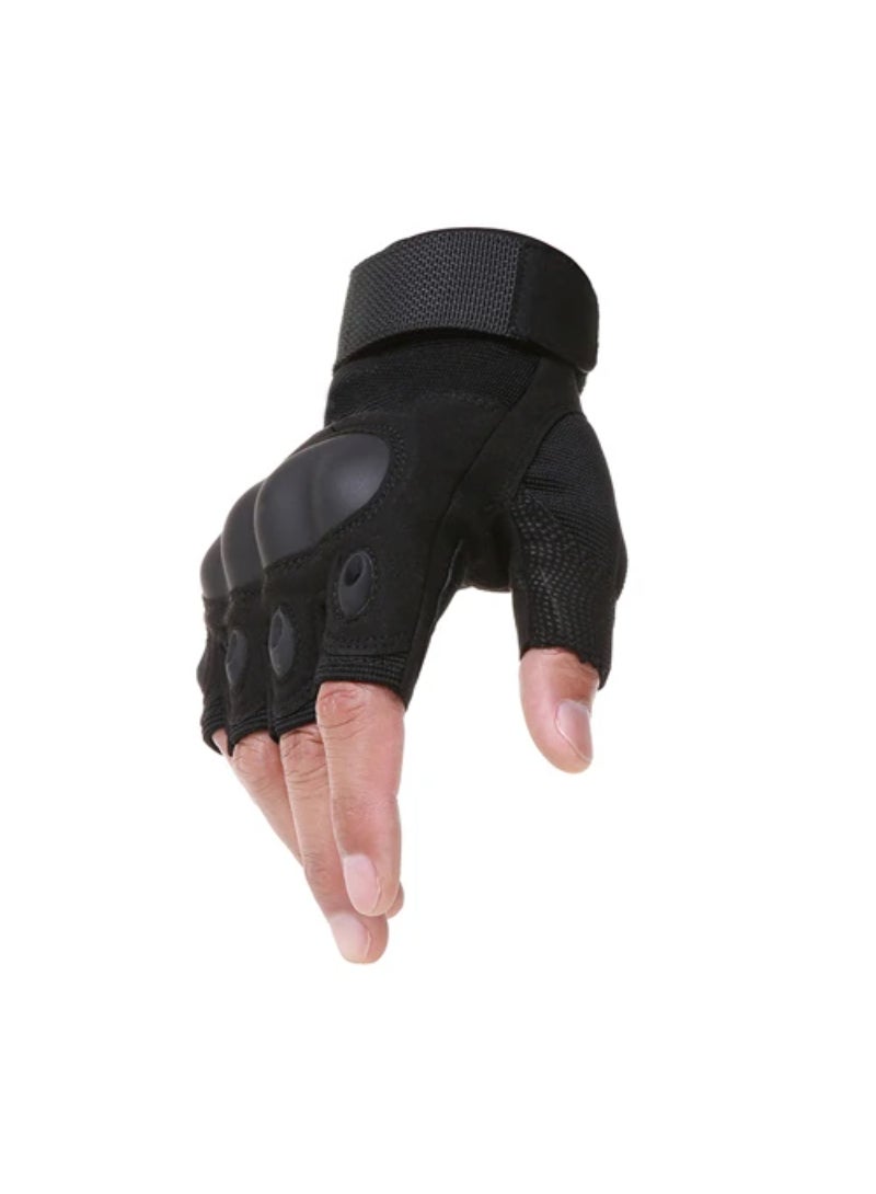 Finger Less Breathable Cycling Gloves For Tactical Outdoor Sports Gyms Fitness Black Medium