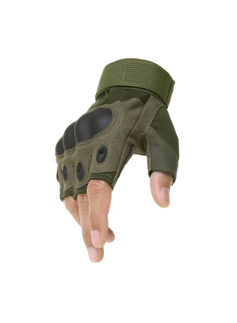 Finger Less Breathable Cycling Gloves For Tactical Outdoor Sports Gyms Fitness Green Medium