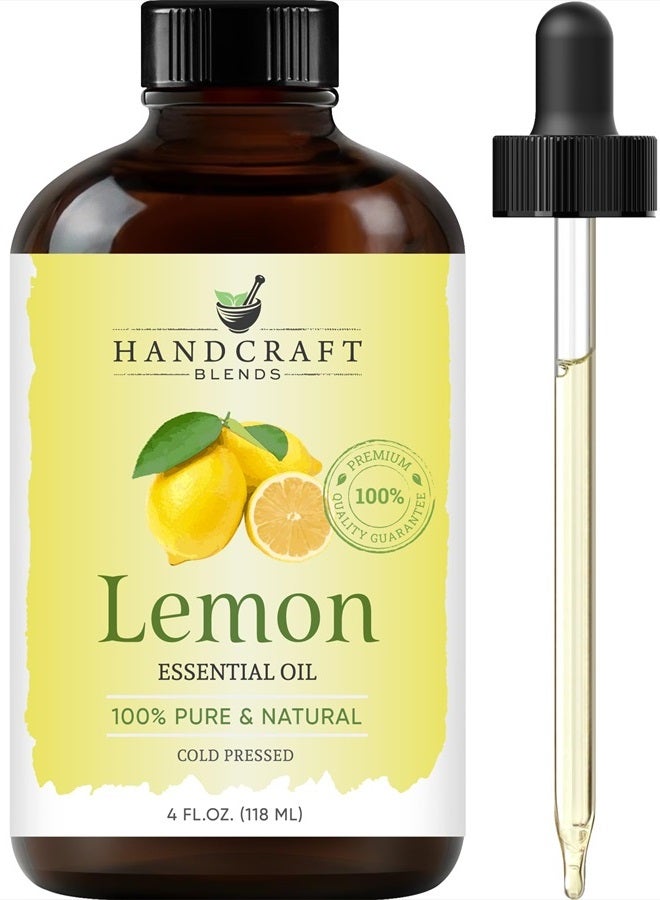 Lemon Essential Oil - Huge 4 Fl Oz - 100% Pure and Natural - Premium Grade with Glass Dropper