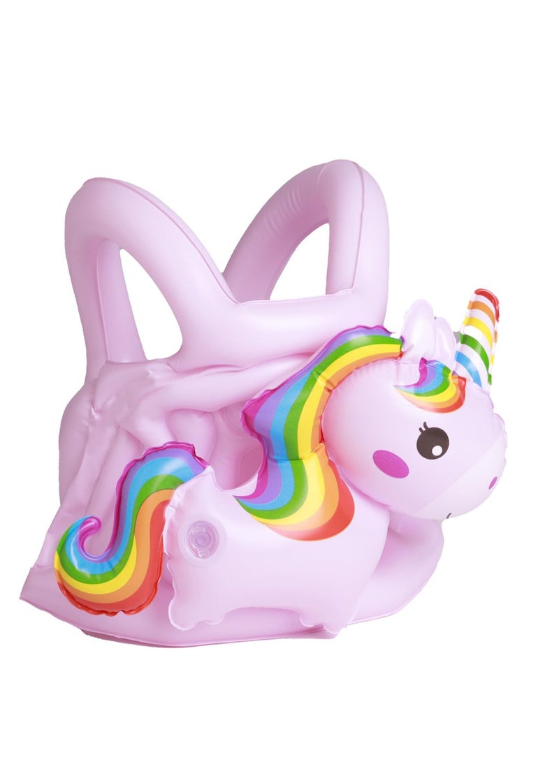 Inflatable Swim Vest Floaties Inflatable, Kids Swim Vest, Swimsuit Inflatable Swimming Jacket, Adjustable Shoulder Straps, Swim Lesson Swim Float for 5-8 Old, Rainbow Horse Pink