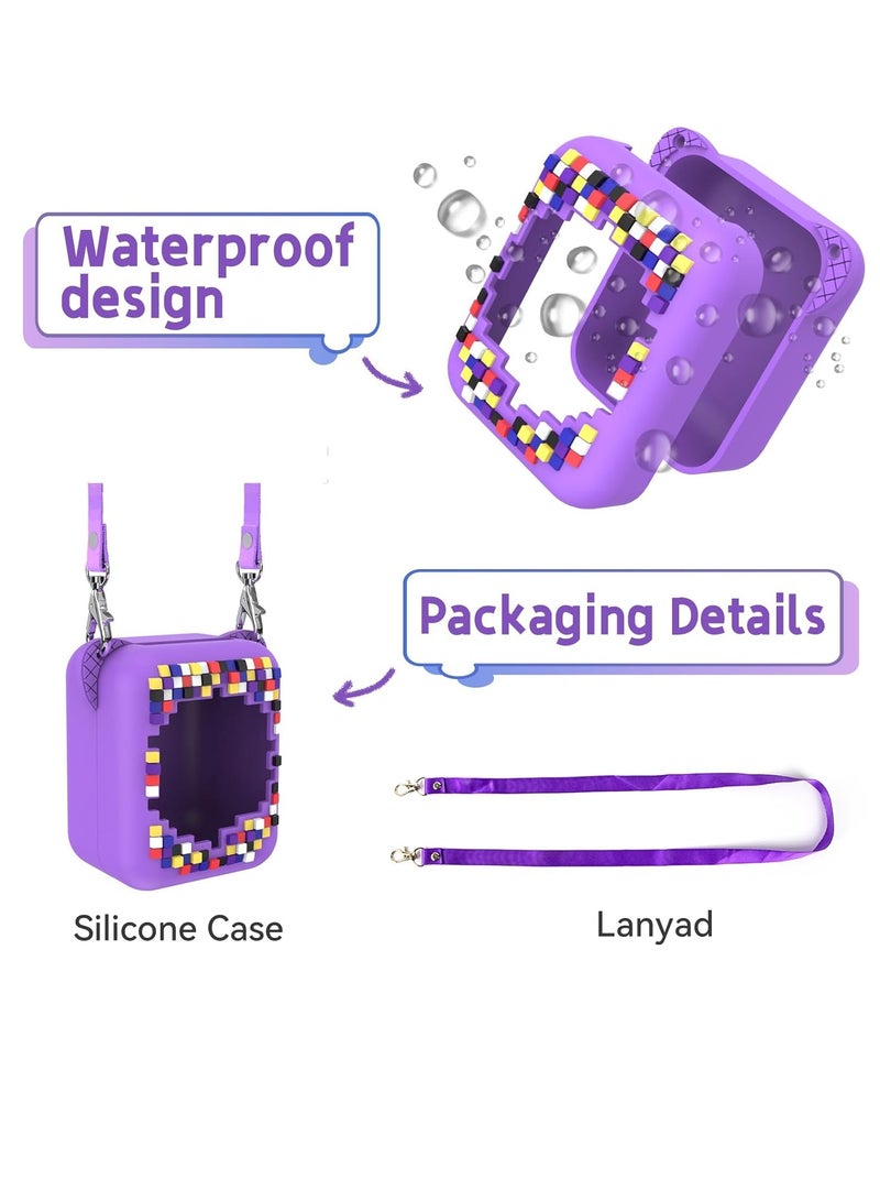 Silicone Case for Bitzee Digital Pet Interactive Virtual Toy, Case for Bitzee with lanyard, Protective Skin for Bitzee Interactive Toy Digital Pet Accessories for Girls and Boys- Purple