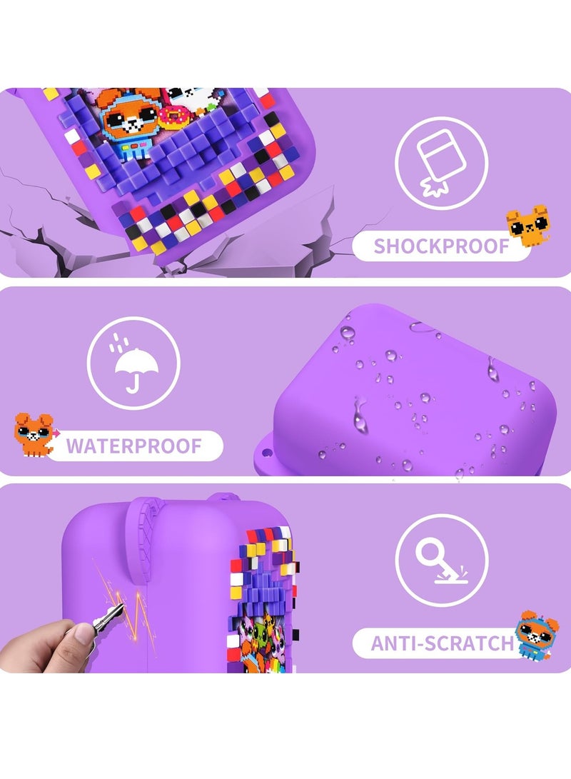 Silicone Case for Bitzee Digital Pet Interactive Virtual Toy, Case for Bitzee with lanyard, Protective Skin for Bitzee Interactive Toy Digital Pet Accessories for Girls and Boys- Purple