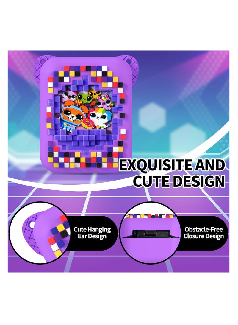 Silicone Case for Bitzee Digital Pet Interactive Virtual Toy, Case for Bitzee with lanyard, Protective Skin for Bitzee Interactive Toy Digital Pet Accessories for Girls and Boys- Purple