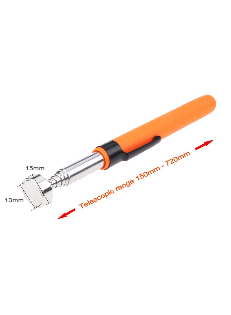 Telescoping Magnetic Pickup Tools, Extendable Grabber Mechanic Tools, Mini Portable Telescopic Magnetic Magnet Pen For Picking Up Nut Bolt Extendable Pickup Rod Stick, ( 8LB Orange )