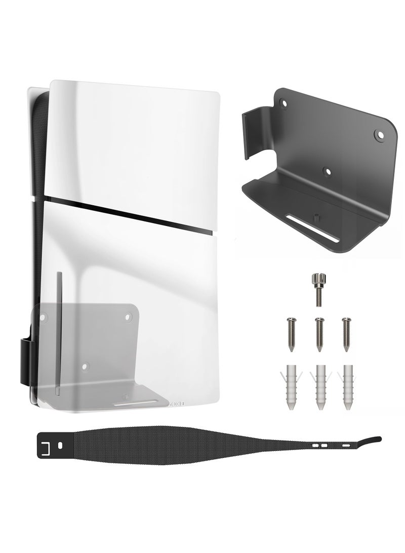 PS5 Slim Wall Mount Kit, Upgrade 2 In 1 Aluminum Wall Mount Bracket, with PS5 Console Dust Cover Net, Compatible with PS5 and PS5 Slim Disc & Digital Version, Black