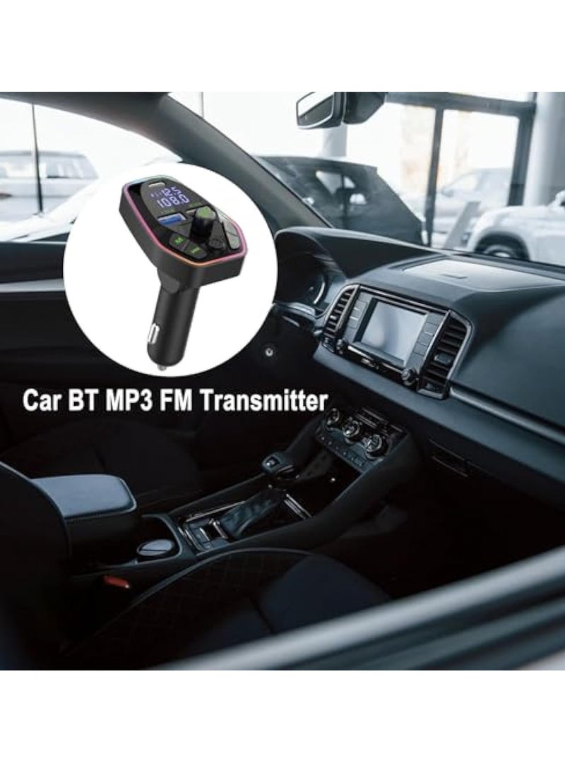 Bluetooth FM Transmitter for Car, Radio Adapter, Car Wireless Transmitter, Wireless Radio Car Kit, Compact Durability 5.0 Wireless Automotive Radio Transmitter Multifunctional Adapter