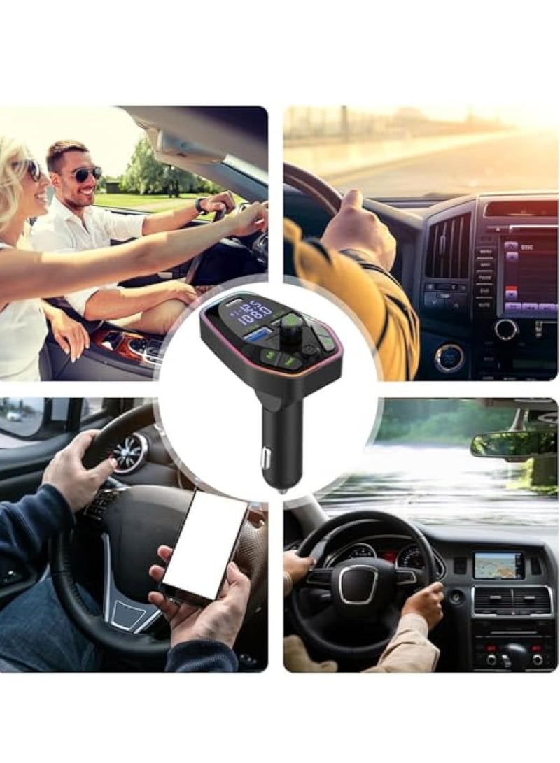 Bluetooth FM Transmitter for Car, Radio Adapter, Car Wireless Transmitter, Wireless Radio Car Kit, Compact Durability 5.0 Wireless Automotive Radio Transmitter Multifunctional Adapter