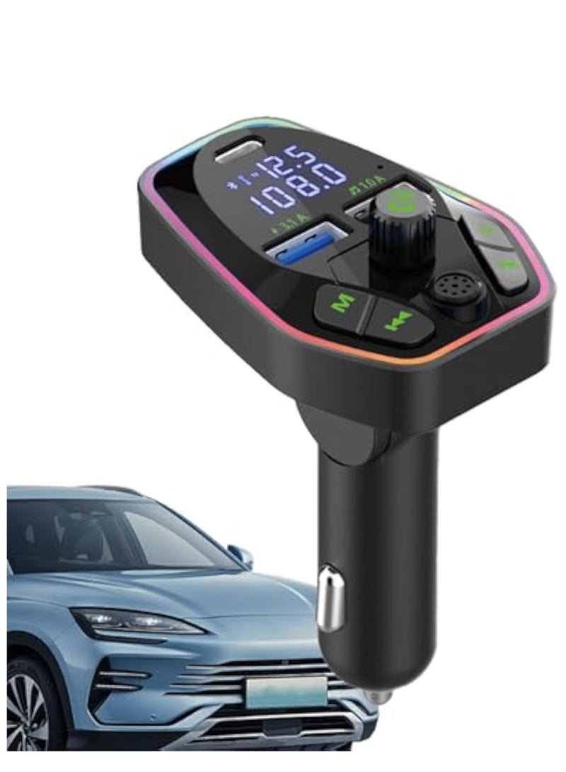 Bluetooth FM Transmitter for Car, Radio Adapter, Car Wireless Transmitter, Wireless Radio Car Kit, Compact Durability 5.0 Wireless Automotive Radio Transmitter Multifunctional Adapter