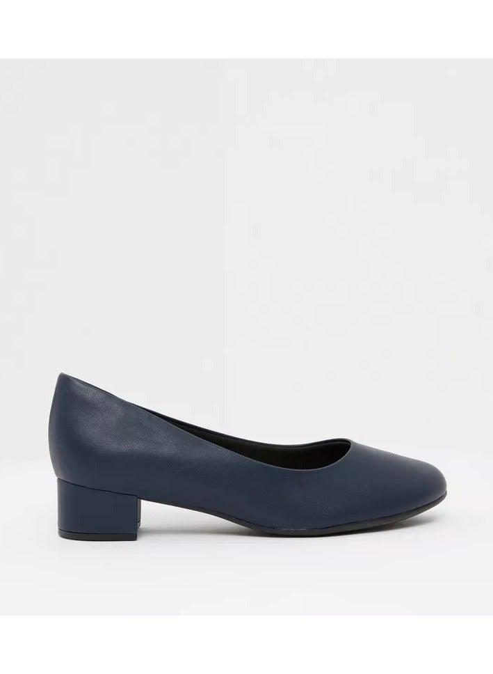 Piccadilly Solid Pumps with Block Heels - 140110 - NAVY
