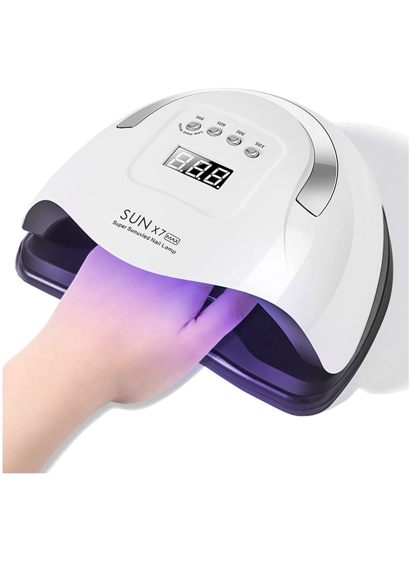 220W UV LED Nail Lamp, Fast Nail Curing Lamps for Home  Salon, Led Nail Dryer for Gel Polish with Automatic Sensor4 Timer Setting, Handle Professional Nail Art Tools