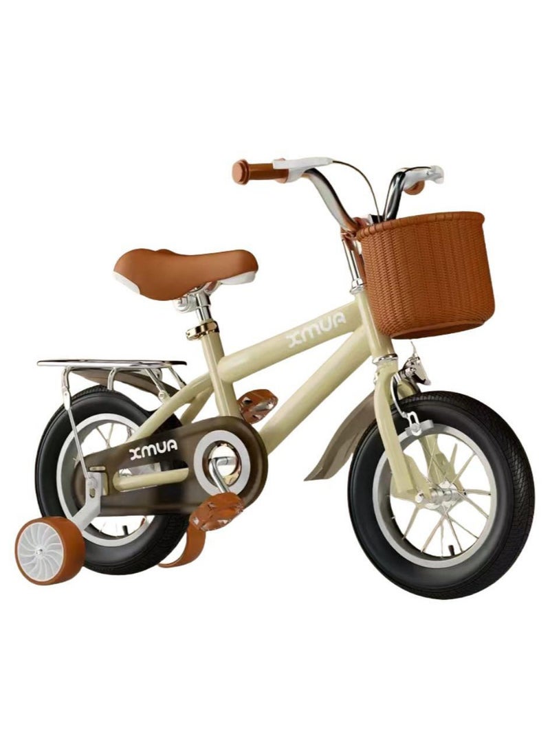 Kids Bike for Toddlers and Kids Ages 3-5 Years Old, 14  Inch Kids Bike with Training Wheels & Basket, Girl Boy Bicycle with Handbrake & Kickstand