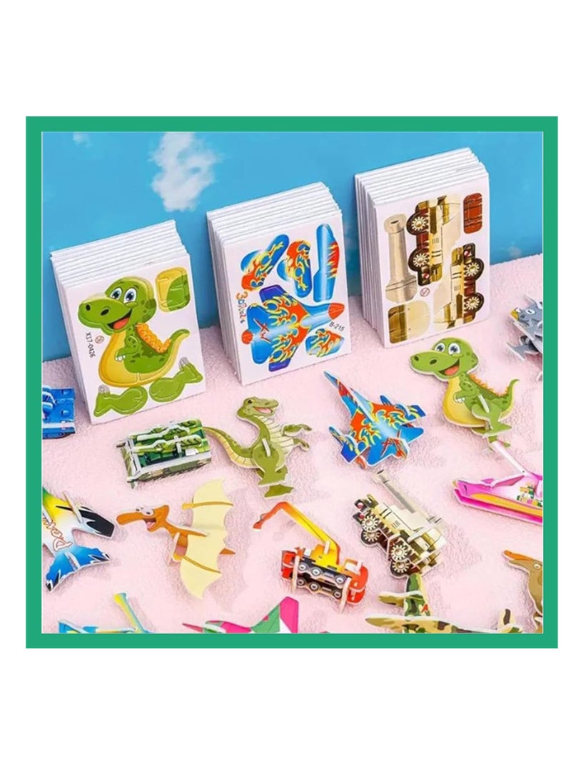 4 Set Educational 3D Cartoon Puzzle, 3D Cartoon Puzzles, Animals, dinosaurs, airplanes, insects 3D puzzles, Good Gifts for Boys & Girls