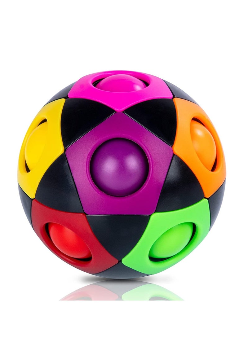 Magic Rainbow Ball Fidget Ball, New Version Puzzle Ball Magic Ball Speed Cube 3D Puzzle Fidget Toy for Adults  Kids, Black