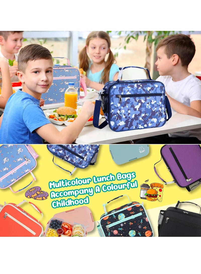 Insulated Lunch Bag, Leak Cool Bag with Holder, Kids Lunch Cool Bag with Adjustable Strap, Waterproof Lunch Box Bag for Adults Kids Boys Girls Work School Picnic (Planet)