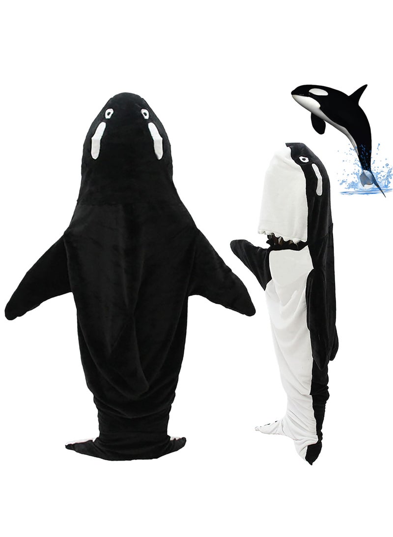 Wearable Whales Blanket, Wearable Shark Blanket Hoodie, Whale Blanket for Adult Kids, Super Soft Cozy Flannel Wearable Blanket Hoodie, for Girls Interesting Blanket Gifts, L