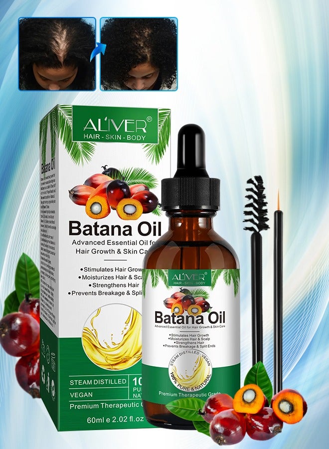 60ml Natural Batana Oil for Hair Care Hair Conditioner Oil for Thin Hair Repair Damaged Hair Nourishes Thin Hair Scalp Skin and Loss Hair Growth Fit for All Hair Types Raw Batana Oil