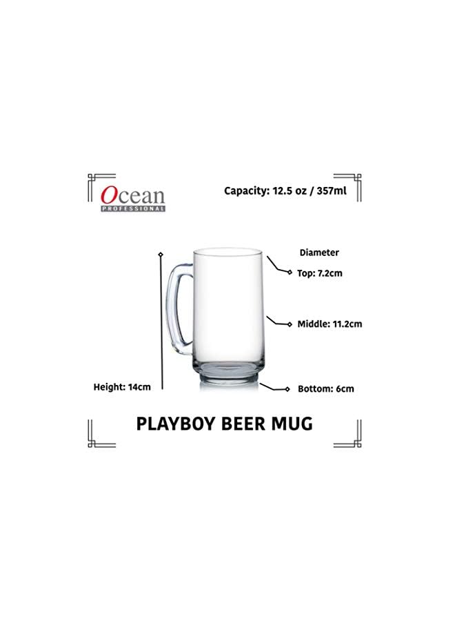 Playboy Beer Mug, Pack Of 6, Clear, 357 Ml, P00140