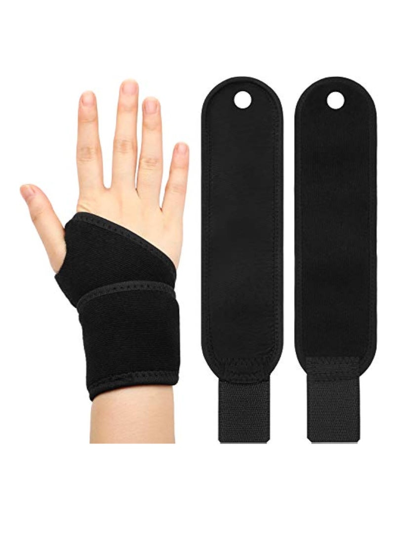 2 Pcs Adjustable Wrist Braces, Wrist Support, Braces Breathable Wrist Support Strap for Sports Protecting, Relieves Wrist Pain, Sprains, Tendonitis and Joint Pain, Left or Right Hand (Black)