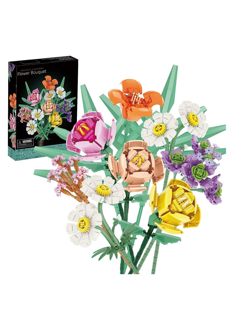 10 Ideas Flowers Bouquet Building Set, Plant Display Decor Set for The Home or Office, Creative Gift for Adults and Age 14+