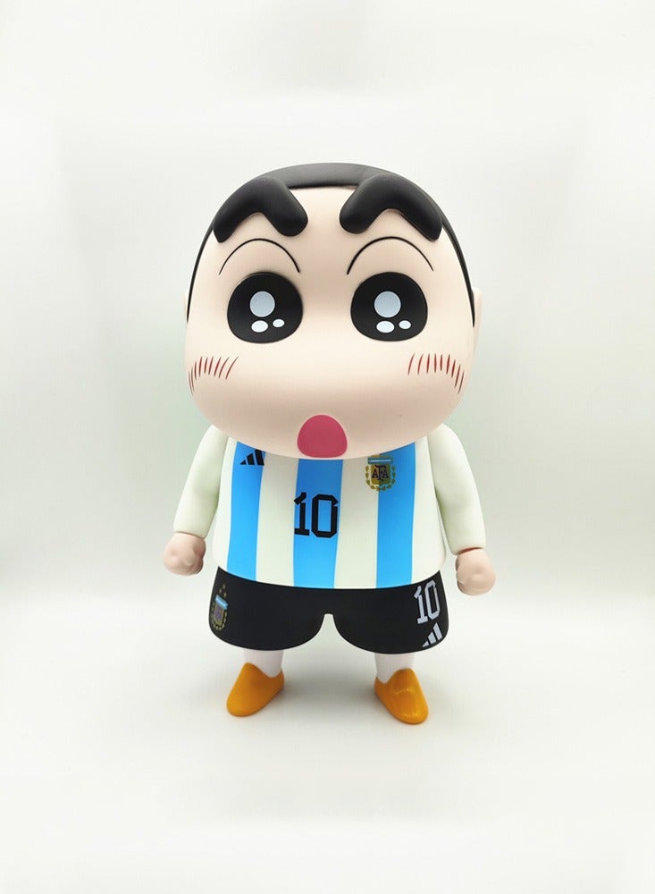 Crayon Shin-chan Messi Football Uniform Series Cartoon Animation Figure Model Car Desktop Ornament 23CM