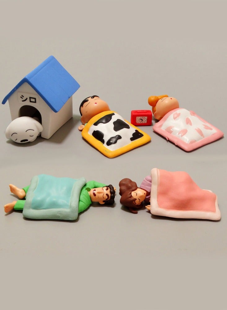 Crayon Shinnohara Shinnosuke's family of 5 creative trendy toy ornaments trendy play model animation ornaments 5-piece set