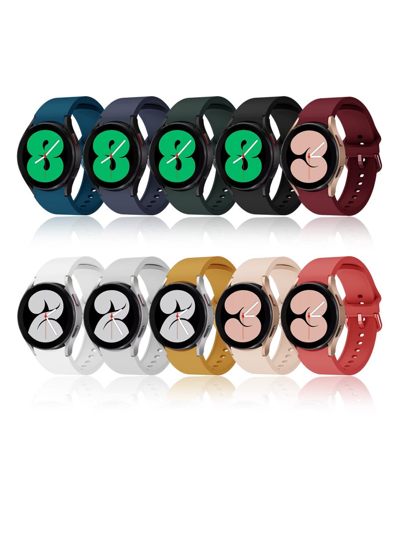 10 Pack Bands, Compatible for Samsung Galaxy Watch 5 Galaxy Watch 4 40mm 44mm / Galaxy Watch 4 Classic 42mm 46mm Band, Silicone Strap with Colorful Buckle for Galaxy Watch 5 Pro 45mm Women Men