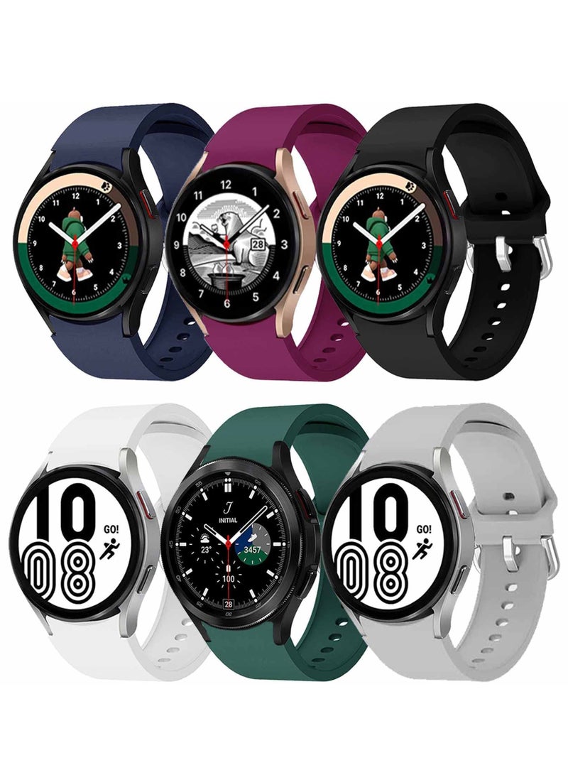 6 Pack Bands Galaxy Watch 4 Bands Compatible with Samsung Galaxy Watch 4 40mm 44mm Colorful Buckle for Women Men (Size:S)