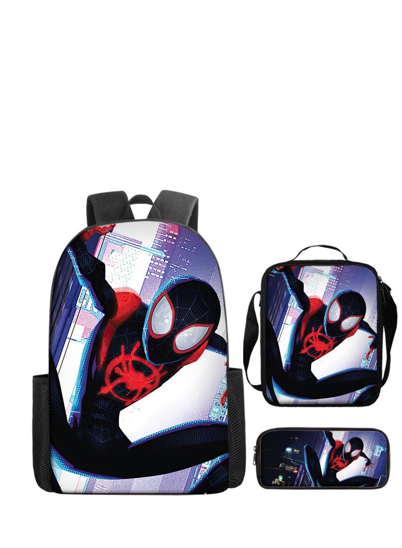 3-piece set Kids Backpack School Bag Girls Boys Spiderman Backpack