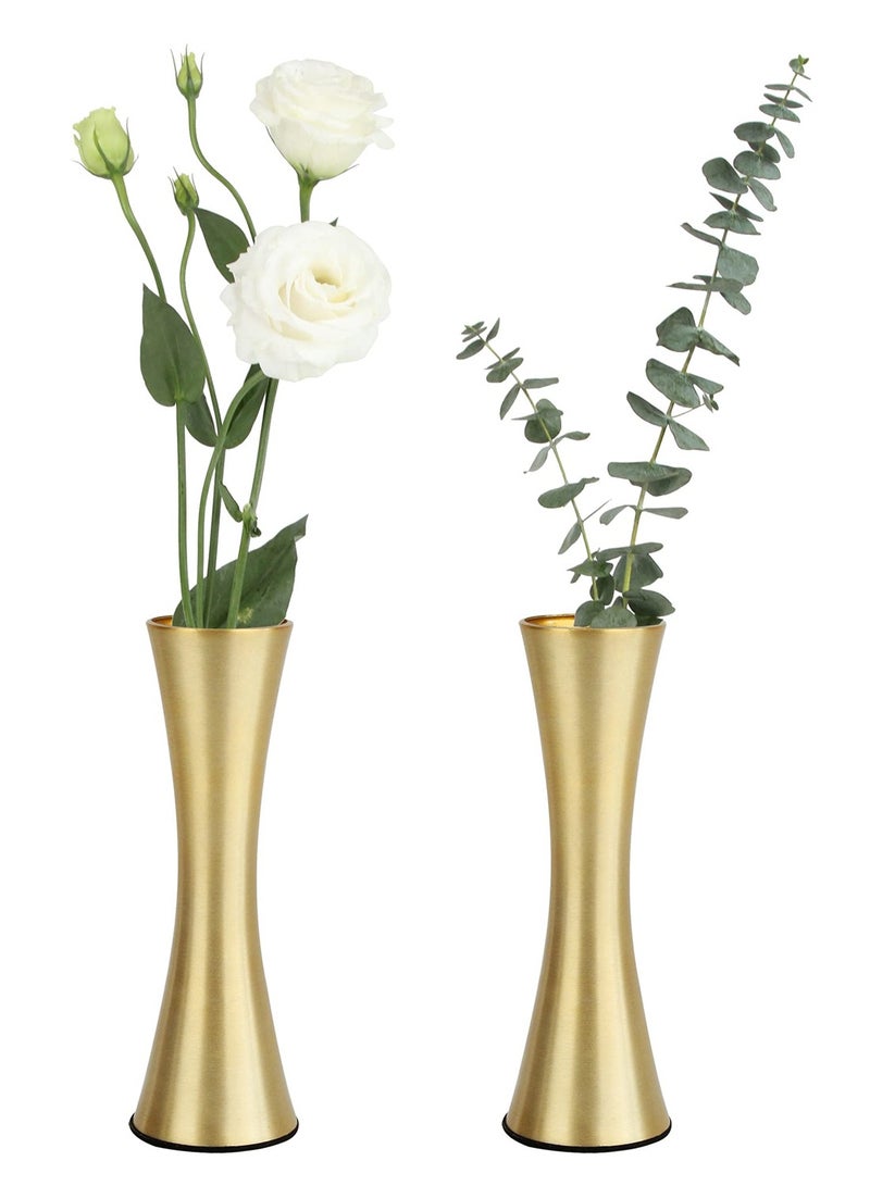 1PCS Brass-Toned Metal Vase Metal Retro Vase Modern Decorative Small Flower Vase for Wedding Party Dinner Restaurant Hotel Decoration