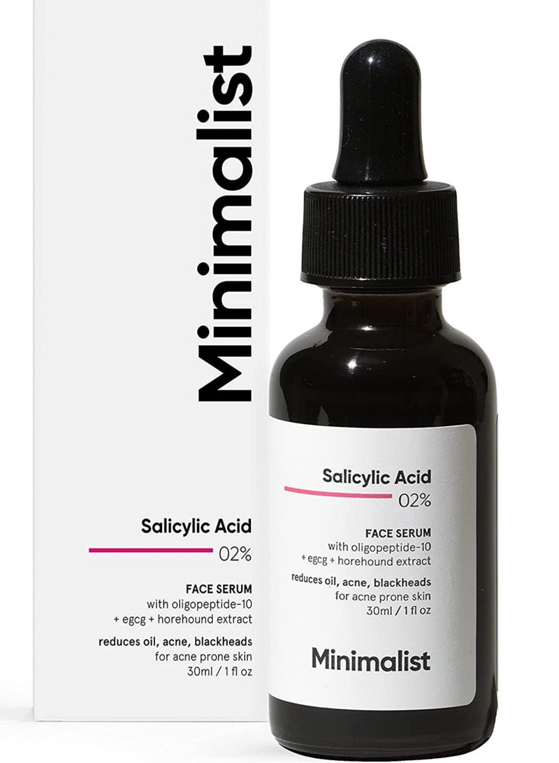 Minimalist 2% Salicylic Acid Serum For Acne, Blackheads & Open Pores | Reduces Excess Oil & Bumpy Texture | BHA Based Exfoliant for Acne Prone or Oily Skin