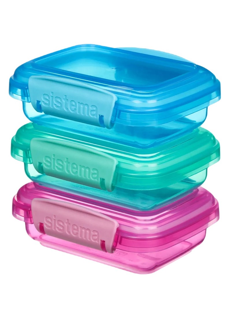 Sistema Rectangular Lunch Boxes (3 Pack): 200ml, Portion Control Containers - BPA-Free & Portable